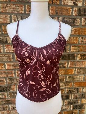 Z Supply Burgundy Floral Satin Cami Tank from Stitch Fix Large